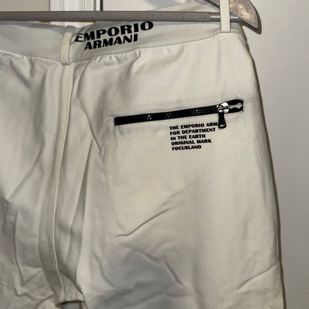 Emporio Armani White Straight Leg Pants Mens Medium